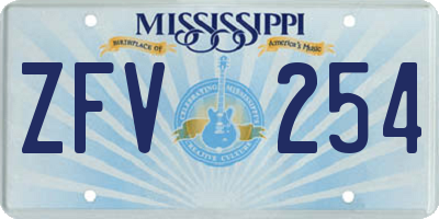 MS license plate ZFV254