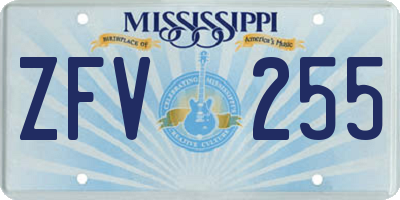 MS license plate ZFV255