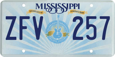 MS license plate ZFV257