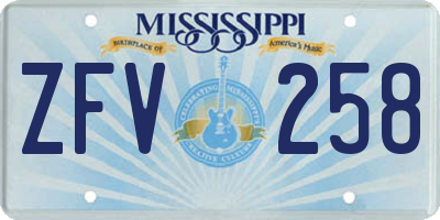 MS license plate ZFV258