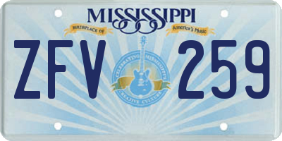 MS license plate ZFV259