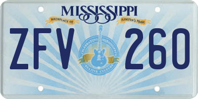 MS license plate ZFV260