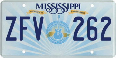 MS license plate ZFV262