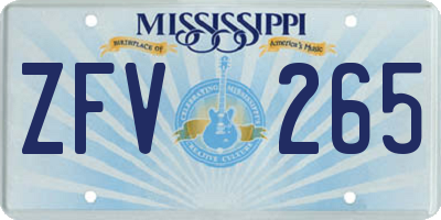 MS license plate ZFV265