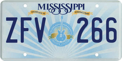 MS license plate ZFV266
