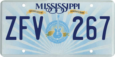 MS license plate ZFV267