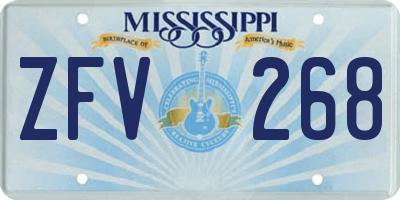 MS license plate ZFV268