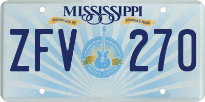MS license plate ZFV270
