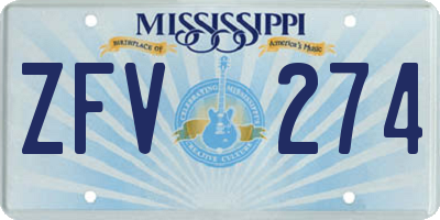 MS license plate ZFV274