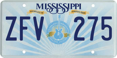 MS license plate ZFV275
