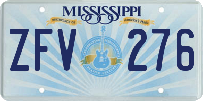 MS license plate ZFV276
