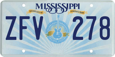 MS license plate ZFV278