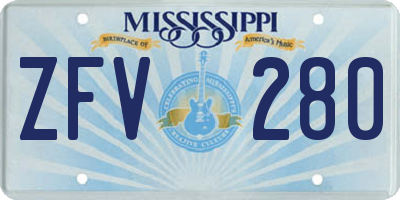 MS license plate ZFV280