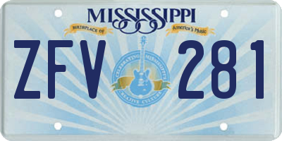 MS license plate ZFV281