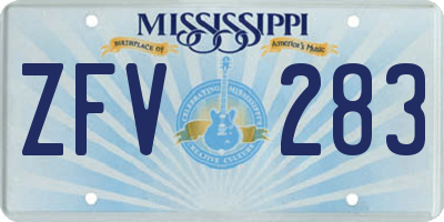 MS license plate ZFV283