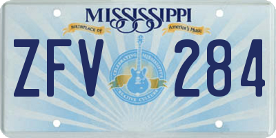 MS license plate ZFV284