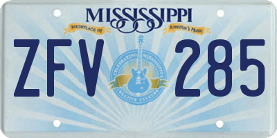 MS license plate ZFV285
