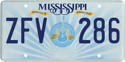 MS license plate ZFV286