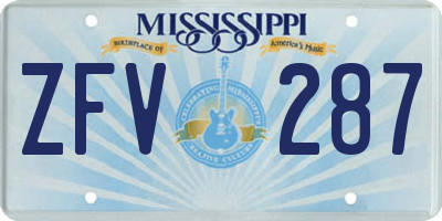 MS license plate ZFV287