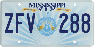 MS license plate ZFV288