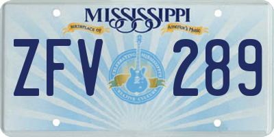 MS license plate ZFV289