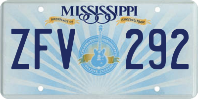 MS license plate ZFV292
