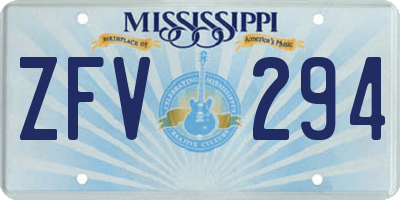 MS license plate ZFV294