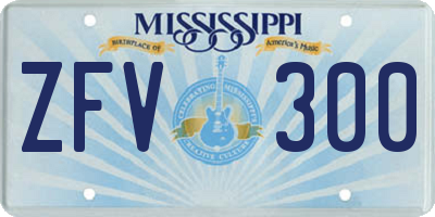 MS license plate ZFV300