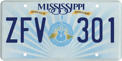 MS license plate ZFV301