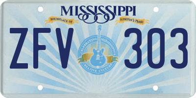 MS license plate ZFV303
