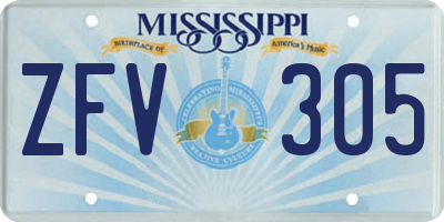 MS license plate ZFV305