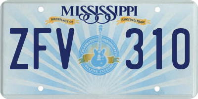 MS license plate ZFV310