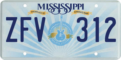 MS license plate ZFV312