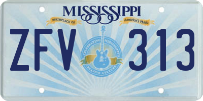 MS license plate ZFV313