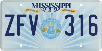 MS license plate ZFV316