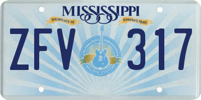 MS license plate ZFV317