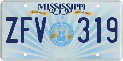 MS license plate ZFV319