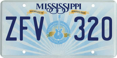 MS license plate ZFV320