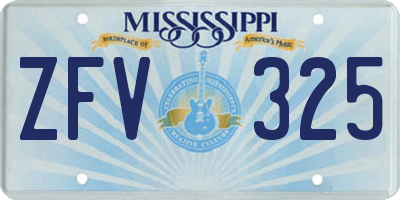 MS license plate ZFV325