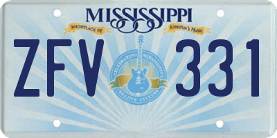 MS license plate ZFV331