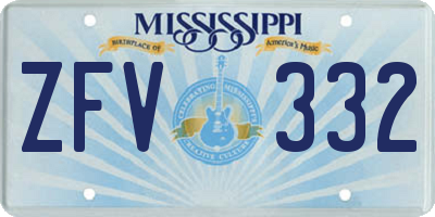 MS license plate ZFV332
