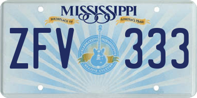 MS license plate ZFV333