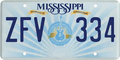 MS license plate ZFV334