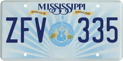 MS license plate ZFV335