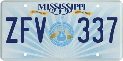 MS license plate ZFV337