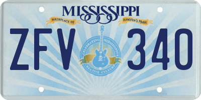 MS license plate ZFV340