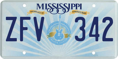 MS license plate ZFV342