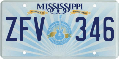 MS license plate ZFV346