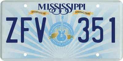 MS license plate ZFV351