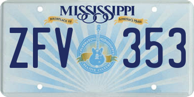 MS license plate ZFV353